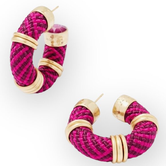 New Kendra Scott Maya Woven and Gold Corded Hoope Earrings - Picture 1 of 7